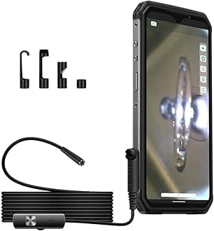 uSmart Endoscope E01 for Ulefone Armor 30/29/28/27/26/24/21/18/Pad Series, IP67 Waterproof 3-in-1, 2M Semi-Rigid, 5.5 mm Borescope Inspection Camera, 6 LED Lights