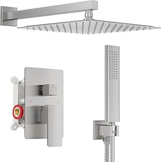 12 Inch Square Brushed Nickel Dual Function Shower System