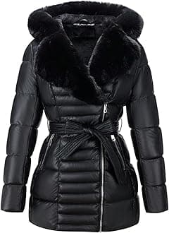 Bellivera Womens Plus Size Puffer Coats Sherpa-lined Jacket Thicken Overcoat with Hood