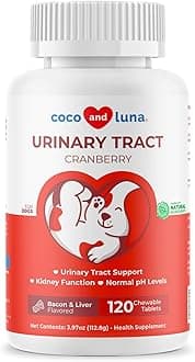 RBNANA Vita Pet Life Cranberry for Dogs - Urinary Tract Support, Prevents UTI, Bladder Infections, Bladder Stones and Dog Incontinence. Antibacterial - 120 Natural Chew-able Tablets