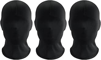 3 Pieces Black Full Face Mask Full Black Mask Full Face Cover Halloween Zentai Hood Mask Spandex Hood Mask Faceless Mask Morph Mask Party Costume Men Women Adult
