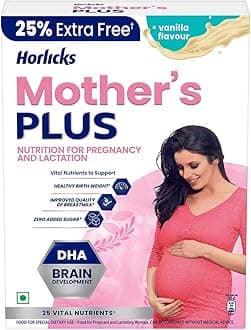 - Mother's Plus Vanilla Health Drink 500 g Refill Pack|| For Pregnancy & Lactation with Proteins for Healthy Birth Weight - No Added Sugar