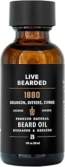 Live Bearded Beard Oil - 1880 - Premium Beard and Skin Care with Jojoba Oil - 1 fl. oz. - Beard Itch and Dry Skin Relief - Handcrafted with All-Natural Ingredients - Made in the USA