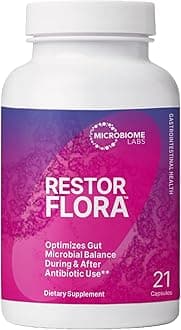 Microbiome Labs RestorFlora - Men's & Women's Probiotics for Digestive Health & Gut Reset - Spore Based Saccharomyces Boulardii Probiotics to Help Restore Microbial Balance (21 Capsules)