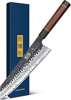 9 Inch Kiritsuke Chef Knife, Japanese Hand Forged 9 Layers 10Cr15CoMoV High Carbon Steel Kitchen Knife, Professional Chef's Knife with Ergonomic Rosewood Handle