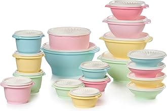 - Heritage Collection 36 Piece Food Storage Container Set in Vintage Colors- Dishwasher Safe & BPA Free - (18 containers + 18 lids)