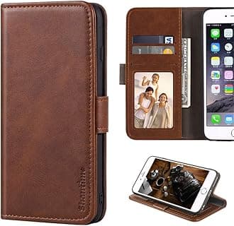 Stylish Leather Wallet Case Compatible with LG Wing 5G, Magnetic Shockproof Flip Cover with Card Holders, Photo Frame and Kickstand(Darkbrown)