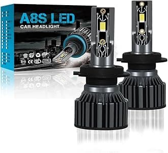 H7 LED Headlight Bulb, 16000LM 6000K High Low Beam Halogen Replacement LED Bulbs Cool White, 9005 HB3 Car Fog Lights Cool Fan Fog Bulb, Plug and Play, Pack of 2 (H7)