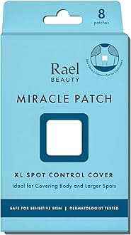 Rael Pimple Patches, Miracle XL Spot Control Cover - Extra Large Size for Back and Body, Korean Skincare, Hydrocolloid Acne Spot Treatment Patch, Vegan & Cruelty Free (8 Count)