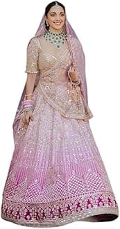 TRENDMALLS Women's Satin Embroidery Sequence work Bridal Lehenga Choli with Dupatta Ready To Wear