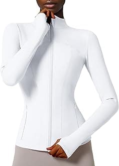 Women's Slim Fit Full Zip Athletic Running Sports Workout Jacket with Thumb Holes