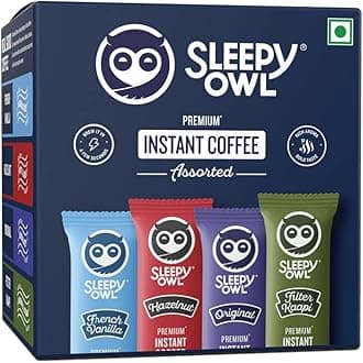 Premium Instant Coffee Sachets | 96 gm - Pack of 48 Assorted Coffee Powder Sachets | 2g Each - Original, French Vanilla, Hazelnut, and Filter Kaapi - Flavoured Coffee | Coffee Pouch - Makes