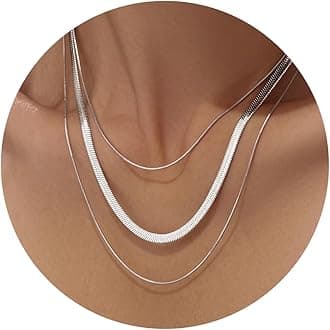 Layered Chain Necklace for Women Silver Plated Stack Snake Herringbone Chain Choker Necklace Trendy Dainty Simple Gold Jewelry Set Gifts for Women