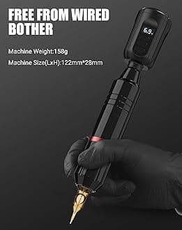 tattoo Kit with Complete Wireless Tattoo Machine 2 Batteries 20 Cartridge Needles 14 Ink Color Set for Supply RNP28KIT-1