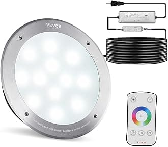 VEVOR LED Pool Light, 120V 10 Inch 40W, RGBW Color Changing Inground Swimming Pool Spa Light Underwater, with 50 FT Cord Remote Control, Fit for 10 in Large Wet Niches, IP68 Waterproof