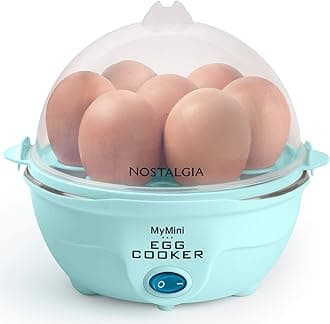 Retro Electric Large Hard-Boiled Egg Cooker, 7 Capacity, Poached, Scrambled, Omelets, Whites, Sandwiches, for Keto & Low-Carb Diets, Aqua