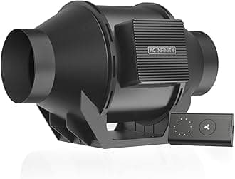 AC Infinity CLOUDLINE A4, Quiet 100mm Inline Duct Fan with Speed Controller, EC Motor - Ventilation Exhaust Fan for Heating Cooling Booster, Grow Tents, Hydroponics, 4-Inch