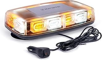 Upgraded 12" 72LED Rooftop Mini Strobe Lights, Emergency Safety Flashing Beacon Light Bar with Magnetic Base for 12V-24V Construction Vehicles, Trucks, Snow Plow, Postal Car (Mix White/Amber)