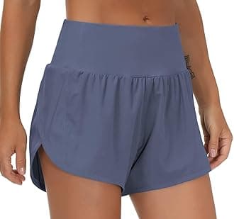 THE GYM PEOPLE Womens High Waisted Running Shorts Quick Dry Athletic Workout Shorts with Mesh Liner Zipper Pockets