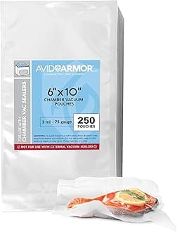 Chamber Vacuum Sealer Bags – Heavy Duty, BPA-Free, Pre-Cut Chamber Vacuum Bags for Food Preservation, Freezer Storage, Sous Vide and more, 250/Pack (6x10) – Multi-Use Vacuum Bags