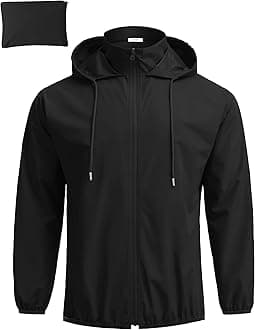 COOFANDY Men's Light Rain Jacket with Hood Packable Waterproof Raincoat Golf Rain Gear Travel Hiking Windbreaker