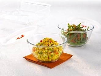 Borosil 500ml (2pc) Serving & Mixing Bowl with Lid Set | Made in India Borosilicate Glass Bowl for Kitchen & Dinning | Bowl for Mixing Dough, Salad, Batter | Microwave & Dishwasher Safe | Transparent