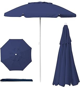 PICNIC TIME ONIVA - a Brand Outdoor Canopy Sunshade Beach Umbrella 5.5' - Small Patio Umbrella - Beach Chair Umbrella, (Navy Blue)