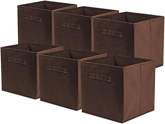 ShellKingdom Storage Bins, Foldable Fabric Storage Cubes And Cloth Storage Organizer Drawer For Closet And Toys Storage, 6 Pack (Chocolate)
