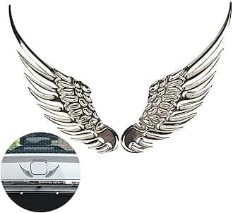 1 Pair Silver Car Angel Wings Sticker, Hawk Eagle Wings Automobile Emblem,4.92in*1.37 * 0.39in 3D Metal Stereo Wing Sticker, Suitable for Most Cars Models (Silvery)