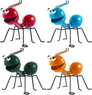 Azonee Metal Ant Garden Wall Art, Decorative Yard Decorations, Outdoor Lawn Wall Sculptures for Patio, Fence, and Garden Decor, 4 PCS