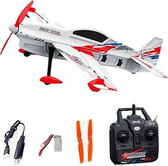FLYCOLORQIDI-550 3D RC Airplane One-Key Hanging Stunt Fixed Wing with Wind Resistant Flight Control for Beginner and Experienced Ready to Fly RED