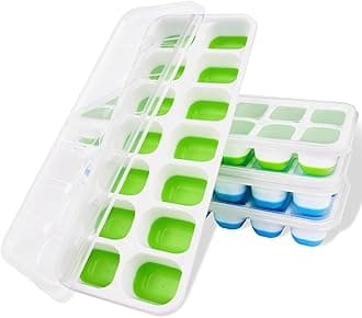 Ice Cube Trays, Silicone Easy-Release and Flexible 14-Ice Trays with Spill-Resistant Removable Lid, BPA Free, Durable and Dishwasher Safe, 4 Pack