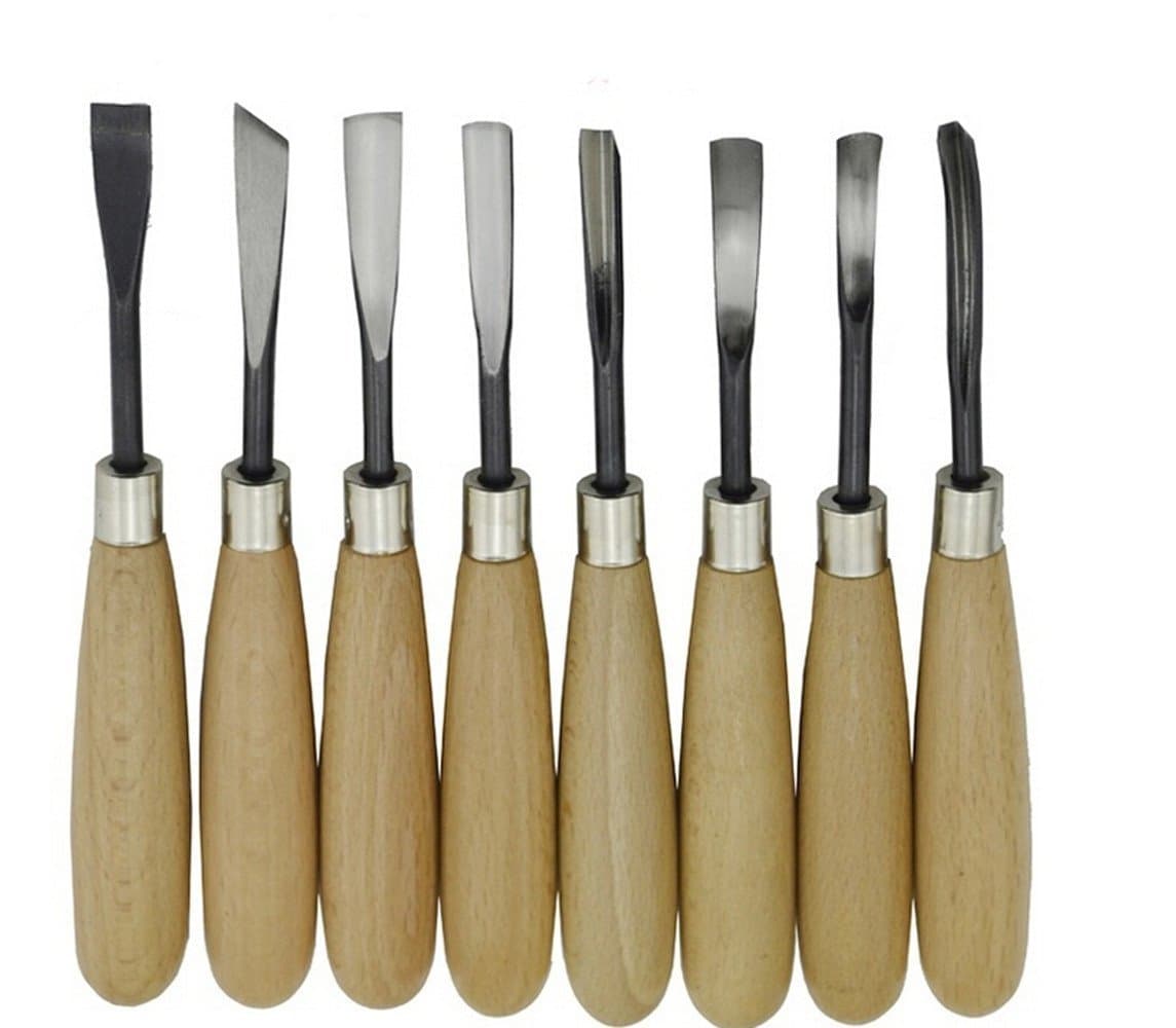 Wood Carving Gouges 8pcs Professional Wood Carving Hand Chisels Set Tools Kit for Carpenters, Wood Turners DIY Woodworking Carving