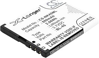 Cameron Sino Replacement for No'kia 2680 2680 Slide 2680S 3600 3600 Slide 3600S 3710 fold 7020 7100 Supernova 7610 7610 Supernova 7610S Battery 800mAh/3.7V