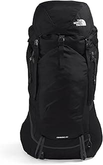 Terra 65 Backpack - Unisex Hiking Pack, Cinch-Top Opening with Zipper, Pole & Ice Axe Attachments, TNF Black/Asphalt Grey-NPF, Large/X-Large