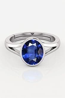 14.25 Ratti Neelam Stone Original Certified Blue Sapphire Silver Plated Adjustable Woman Man Ring With Lab Certificate For Unisex Adult