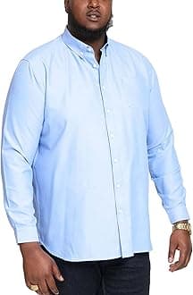 D555 Men's Plus Size Richard Basic Oxford Long Sleeve Shirt in 5 Colours 2XL to 6XL