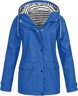 Women's Rain Jacket Large Sizes Waterproof: Windbreaker with Striped Lining Hood Thin Transition Jacket Windproof Plain Functional Outdoor Jacket S - 5XL