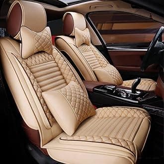 Custom Car Seat Covers Compatible with B-Class Electric Drive 2014-2015 5-Seat Full Set All Weather PU Leather Front Rear Seat Protector with Waterproof Airbag Deluxe Edition Beige