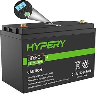 Smart 12V 100AH LiFePO4 Battery with LED Display Screen, Safety Switch and BMS, Perfect Lithium Battery for RVs, Golf Carts, Boats and Home Energy Storage