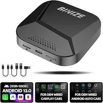 Binize Android 13 Carplay Ai Box Streaming 3.0 Wireless CarPlay/Android Auto Only Support Car OEM Wired CarPlay/AndroidAuto 8-Core (8G+128G)