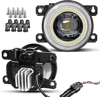 LED Lens Fog Light with Halo Ring Angel Eye Replacement for Nissan 05-15 Xterra, 05-18 Frontier, 05-12 17-20 Pathfinder, 08-15 Armada, 11-17 Leaf, 10-19 NV200, 07-12 Sentra SE-R