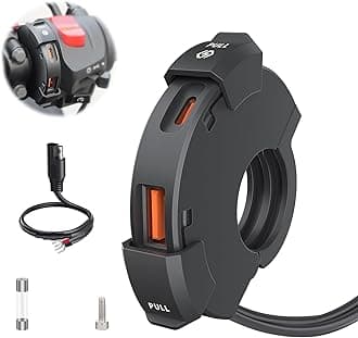 Motorcycle Phone Charger - 18W USB & 30W Type-C PD Quick Charger, SAE to USB Adapter, IP65 Waterproof for iPhone, Tablets & GPS