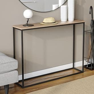 URBNLIVING Wooden Hallway Console Table with Metal Legs (Antique Oak)