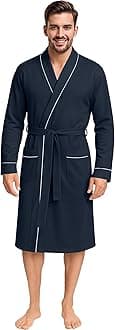 NY Threads Men's Robe Cotton Blend Knit Bathrobe