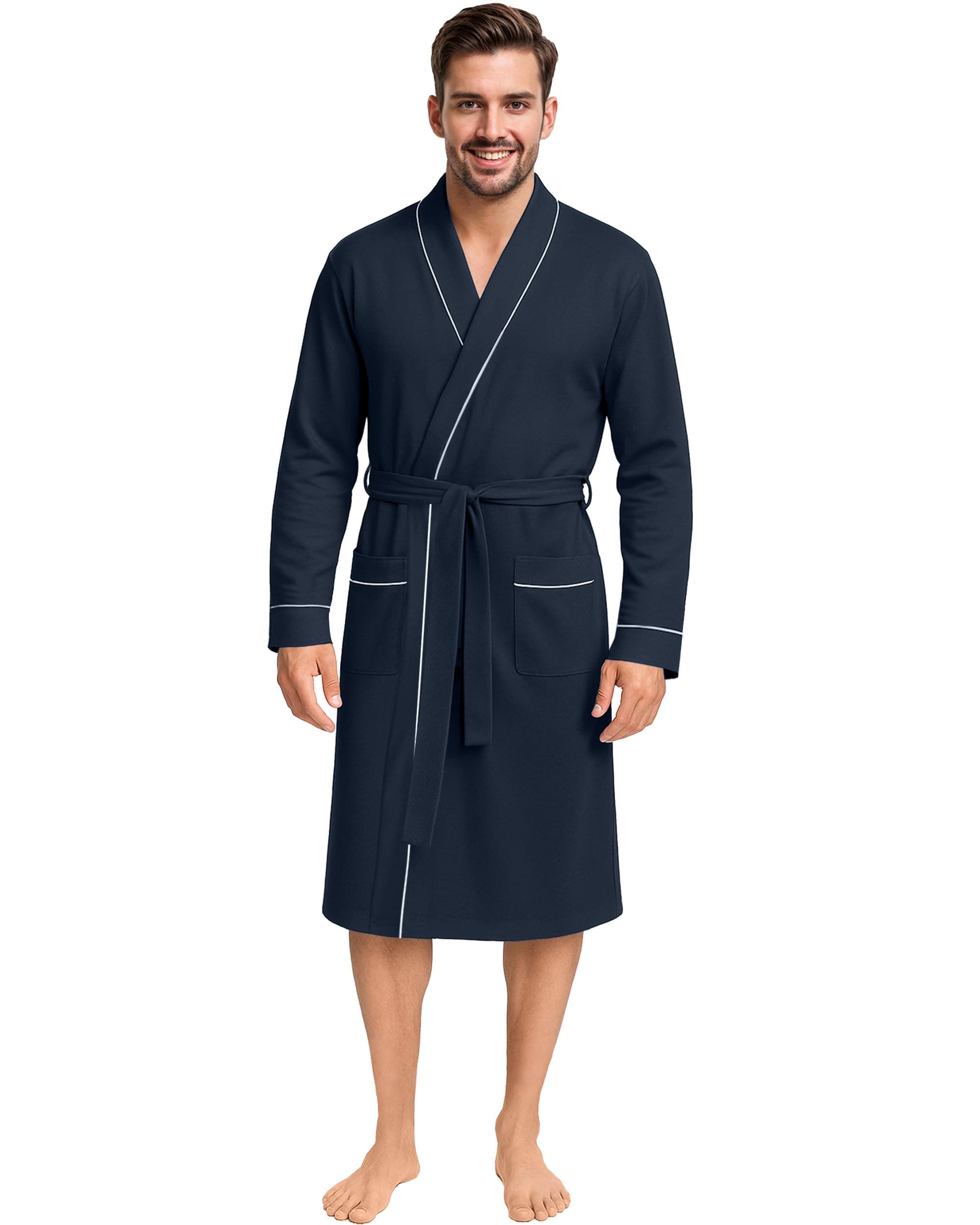 NY Threads Men's Robe Cotton Blend Knit Bathrobe