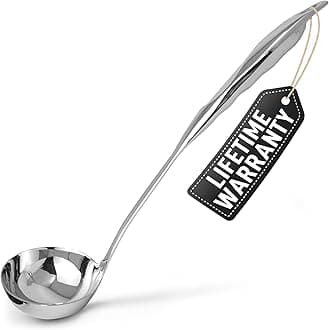 Zulay Kitchen Premium 12 Inch Stainless Steel Ladle with Comfortable Grip - Soup Ladle with Long Handle and Ample Bowl Capacity Perfect for Stirring, Serving Soups and More - Heavy-Duty Metal Ladle