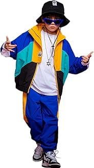 Boys' Girls' Color Block Jacket Track Pants Sets Hip Hop Dance Patchwork Clothes Unisex Streetwear