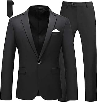 MOGUMen's Slim Fit 2-Piece Tuxedo Suit One-Button Jacket & Pants Set for Wedding, Prom, and Formal Events
