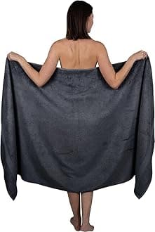 Extra Large Bath Sheet 100 x 200 cm Super Jumbo Big Bath Sheets Towels Beach Body Wrap XL Bath Towels 600-GSM (Charcoal Grey)